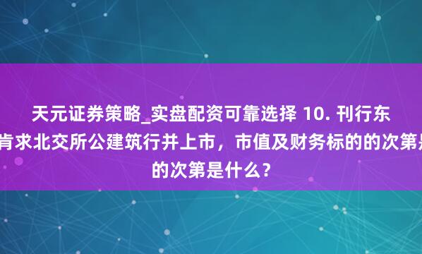 天元证券策略_实盘配资可靠选择 10. 刊行东说念主肯求北交所公建筑行并上市，市值及财务标的的次第是什么？