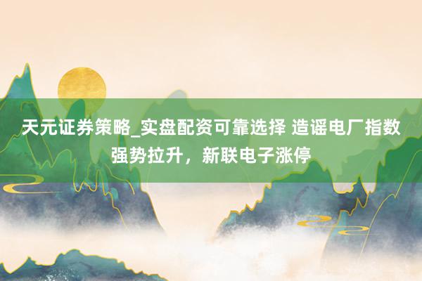 天元证券策略_实盘配资可靠选择 造谣电厂指数强势拉升，新联电子涨停