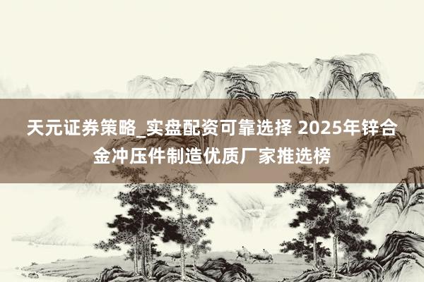 天元证券策略_实盘配资可靠选择 2025年锌合金冲压件制造优质厂家推选榜