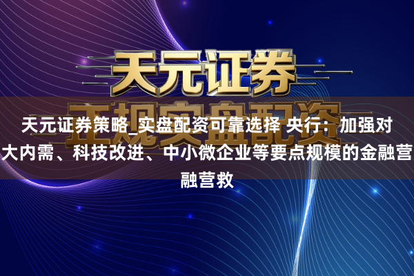 天元证券策略_实盘配资可靠选择 央行：加强对扩大内需、科技改进、中小微企业等要点规模的金融营救