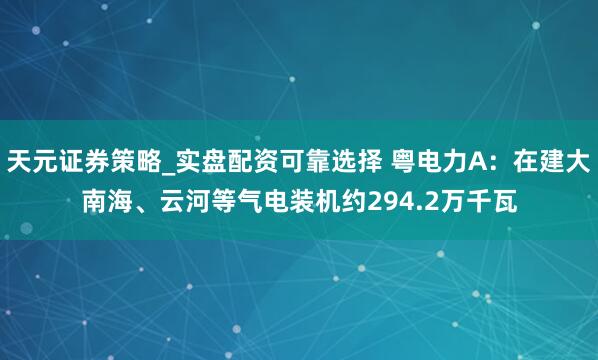 天元证券策略_实盘配资可靠选择 粤电力A：在建大南海、云河等气电装机约294.2万千瓦